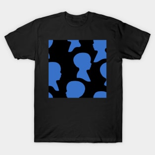 Little Boy Silhouette - Blue on Black Background T-Shirt